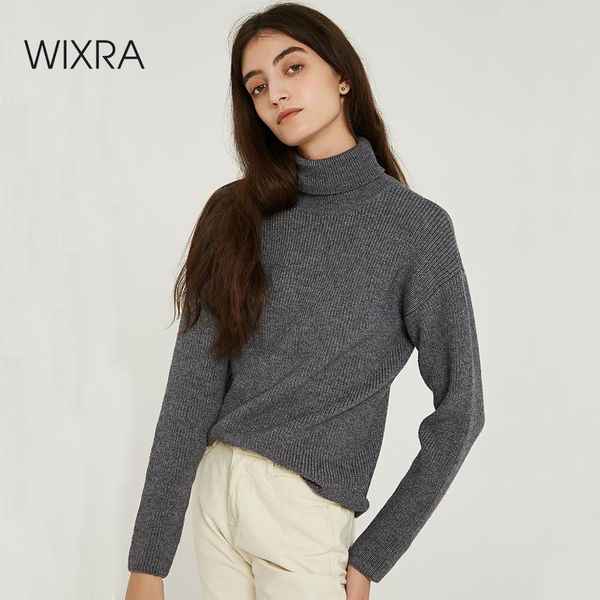 

wixra women sweaters 2019 autumn winter must have solid turtleneck basic knitted sweater pullovers women's jumpers, White;black