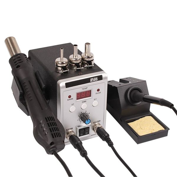 

black 8586 700w 220v 2 in 1 smd rework soldering station air solder iron with welding repair tools