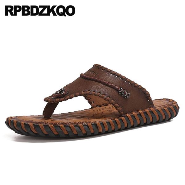 

breathable slippers fashion sandals outdoor leather slides waterproof flip flop designer shoes men summer water, Black