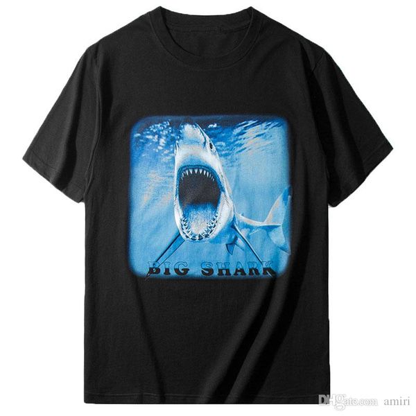 

fashion brand mens designer short sleeve fashion men women short sleeves couples designer shark print tees, White;black