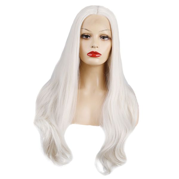 

beige long natural lace front synthetic middle part wigs for women cosplay, Black