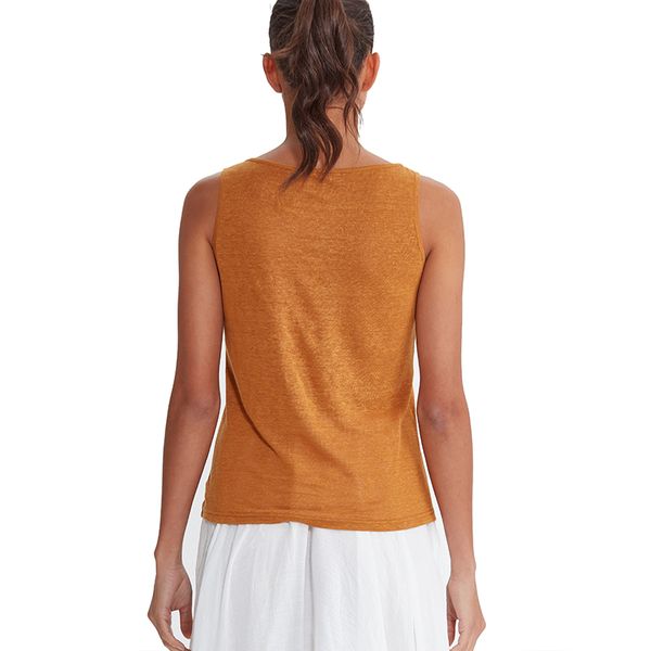 

100% linen casual yellow women summer tank sleeveless girls m30202, White