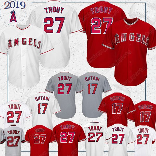

27 Mike Trout jerseys Los Angeles jerseys Ange 17 Shohei Ohtani men 2019 baseball jerseys red white cool base shirt