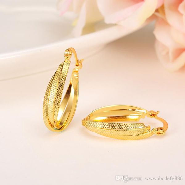 

trendy earrings women 24k yellow solid gold gf jewelry arab middle eastern africa indian brazilian dubai jewellery, Golden;silver