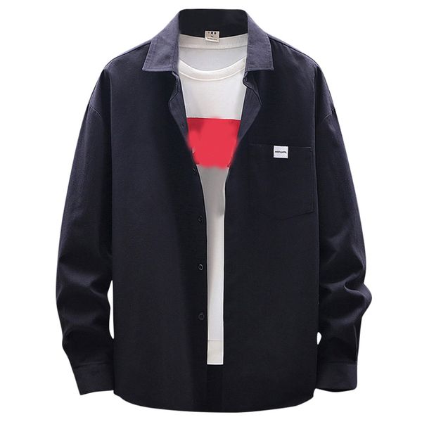 

tide men shirt fashion style casual long-sleeved black shirts turn-down collar slim thin coat tide autumn streetwear shirts, White;black