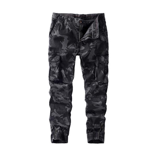 

autumn men's pants casual camouflage print overalls fashion loose zipper fly pants plus size 3 colors cotton blend wholesale, Black