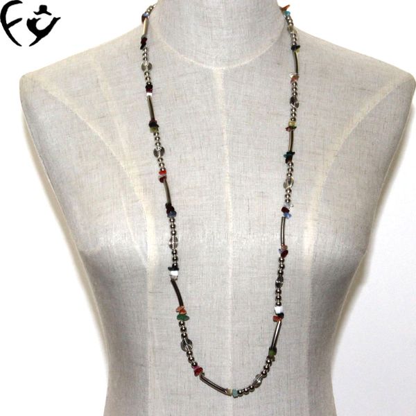 

european and american fashion luxury and elegant beaded color national wind necklace, Silver
