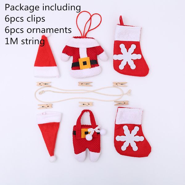 

1set 1m xmas pull flag lucky small hat/clothes pants/socks pattern design happy new year christmas decor for home & school