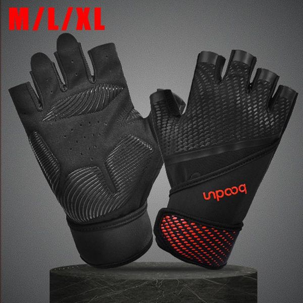 

wrist wrap gym gloves climbing weight lifting exercise m-xl microfiber + leather