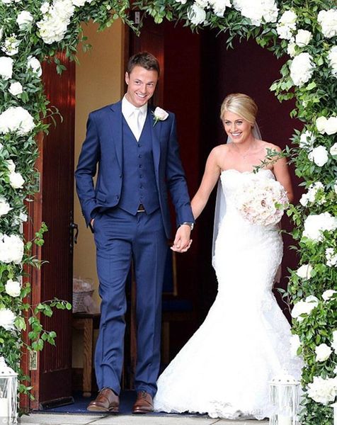 

new custom slim fit blue men suits wedding 3 piece (jacket+pants+vest) blazer groom prom tuxedo dress prom wear 586, Black;gray