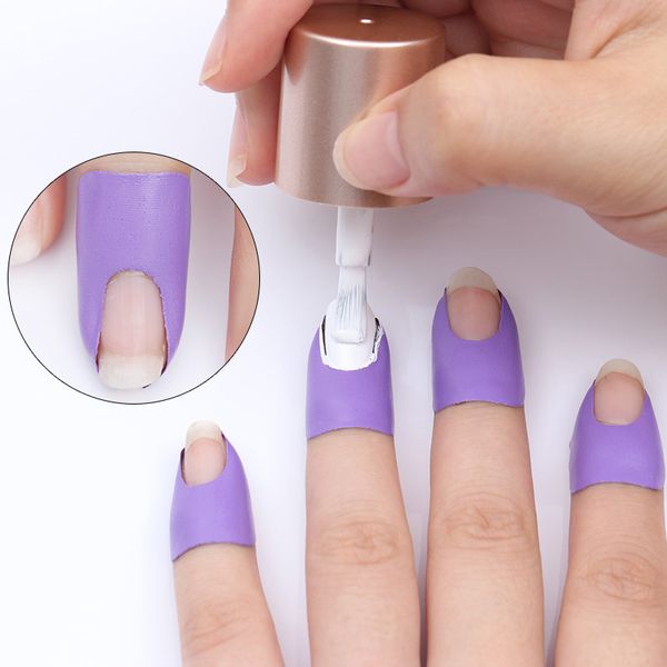 

peel off tape spill-resistant nail protector white pink creative u-shape finger cover sticker, Black