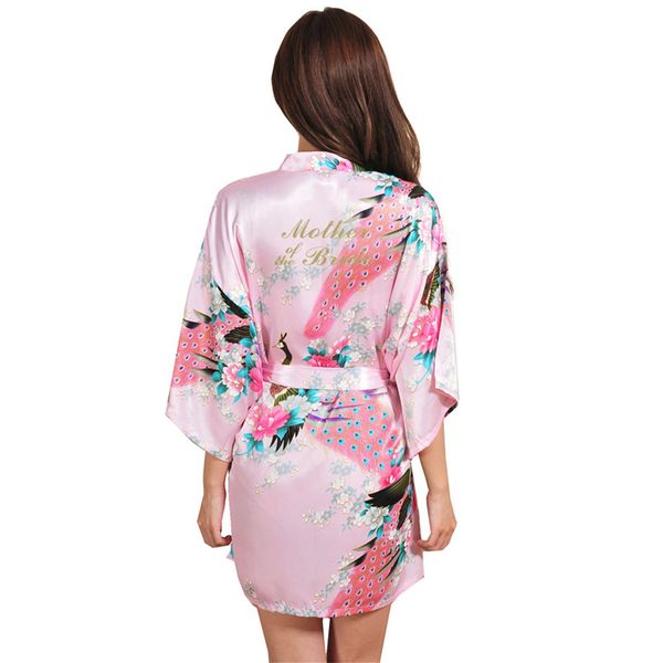 

fresh peacock satins silk bathrobes women summer mother of the bride dressing gown kimono robes fashion delicate women robe, Black;red