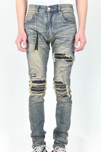 

2020 new mens designer jeans luxury mens zipper jeans ripped denim pants mens designer biker pants size 30-38, Blue