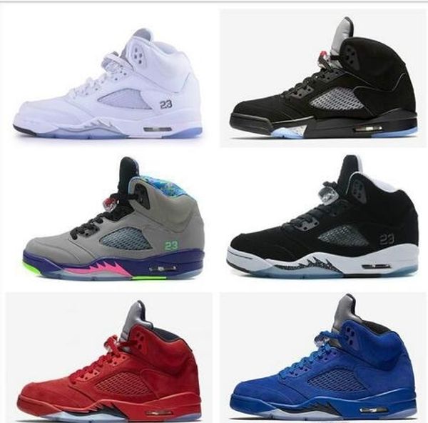 

5 mens basketball shoes 5s red blue suede olympic metallic gold og black metallic fire red white grape cement oreo sports shoes