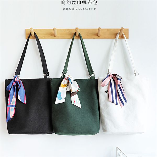 

spring and autumn the original 2019 new fashion korea simple canvas bag bucket bag ladies handbag girls shoulder bucket
