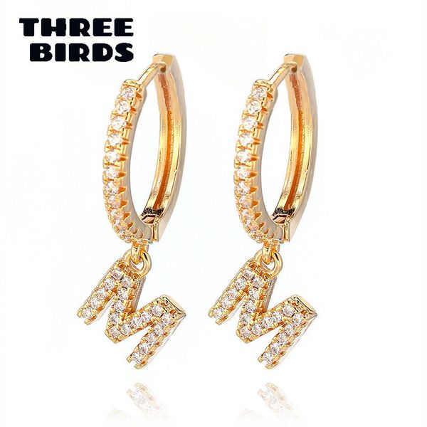 

1 pair trendy cubic zirconia initial letter circle round earrings silver gold small hoop earrings for women jewelry oorbelen, Golden;silver