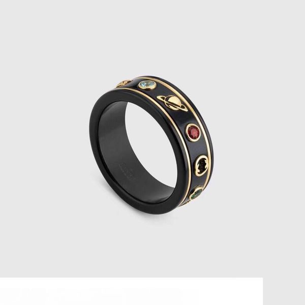 

модный бренд черный дизайнер кольца для леди дизайн мужские и женские партии свадебные любители обручальные подарок роскошные ювелирные изде, Golden;silver