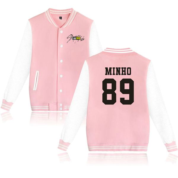 

keluoxin kpop straykids member name baseball jacket woojin minho changbin hyunjin jisung seungmin hoodies hip hop sweatshirt, Black