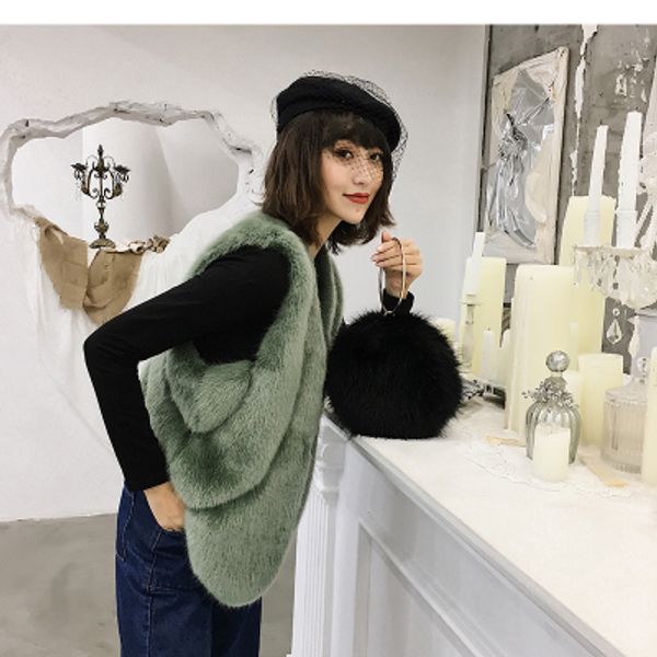

2018 new furry bag faux fox fur bag