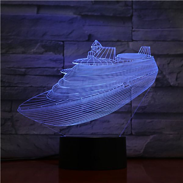 

modern cruise ship 3d lamp bright base cute prize for teenager touch sensor for bedroom decorative led night light lamp lampara