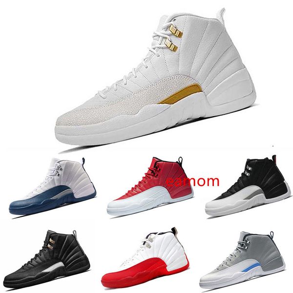 

basketball shoes 12 12s wool white flu game unc gym red taxi gamma french blue suede sneaker sports size 7-13, Black