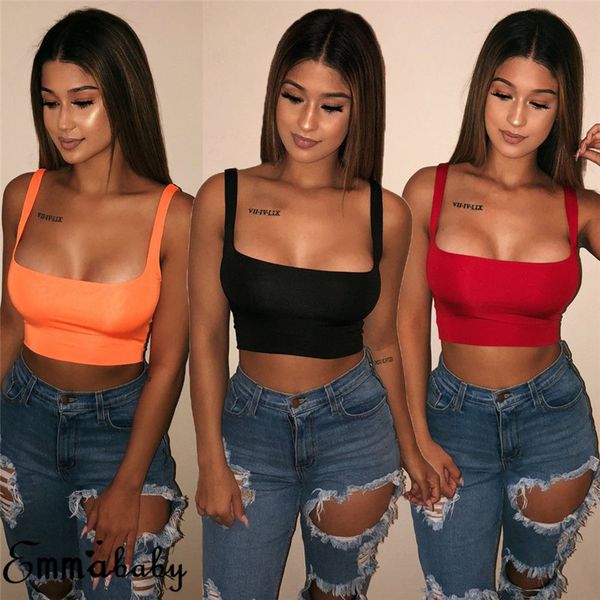 Sexy Frauen Solide Strappy Weste Crop Sommer Strand Party Ärmel Slash Neck Tanks Frau Mädchen Bralette Tank Top