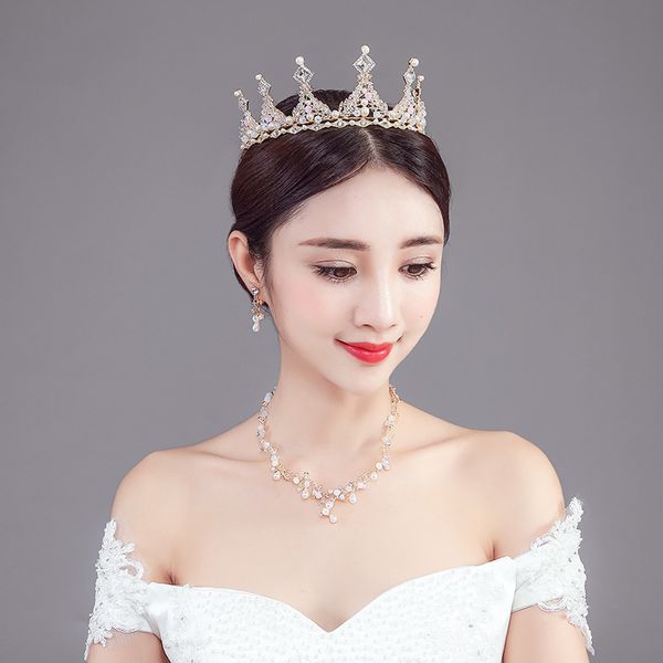 Crystal Tiara Crown Earring Necklace Bride Women Pageant Prom Fashion Jewelry