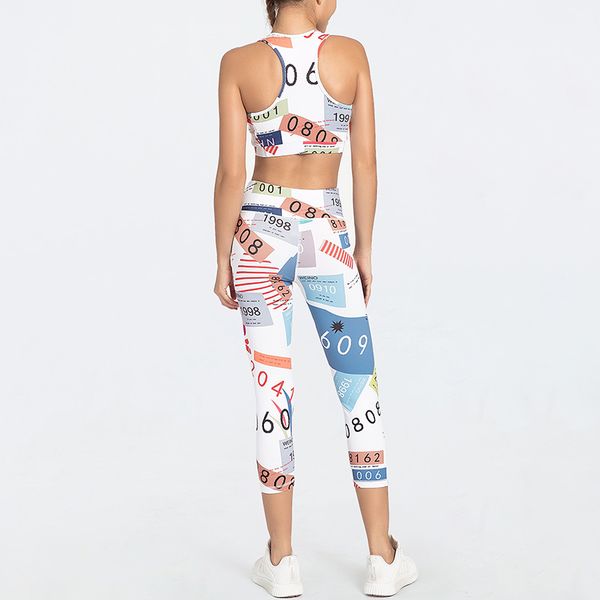 

cxuey summer print gym workout set push up sports woman set 3/4 legging kit yoga 2020 gym clothing women sportswear xl new