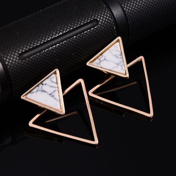 

rscvonm brand punk design fashion square triangle round geometric faux stone drop earring women party jewelry pendientes brincos, Silver