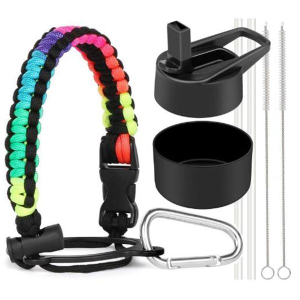 

широкогорлая солома и крышка загрузочного рукав для 32oz и 40oz спорт бутылки воды, с кольцом безопасности карабином, 2 замены