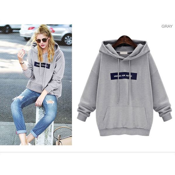 

poleron woman with hood letter print casual hoodies sweatshirt women 2019 new winter fleece hooded pullover thick loose women, Black