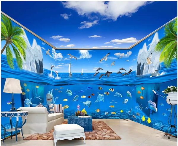 

custom p 3d wallpaper coconut tree iceberg fantasy ocean whole house background wall home decor 3d wall murals wallpaper for walls 3 d