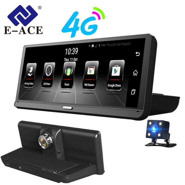 

e-ace car dvrs 4g android 5.1 camara 8.0 inch gps navigation wifi fhd 1080p video recorder adas bluetooth auto dash cam