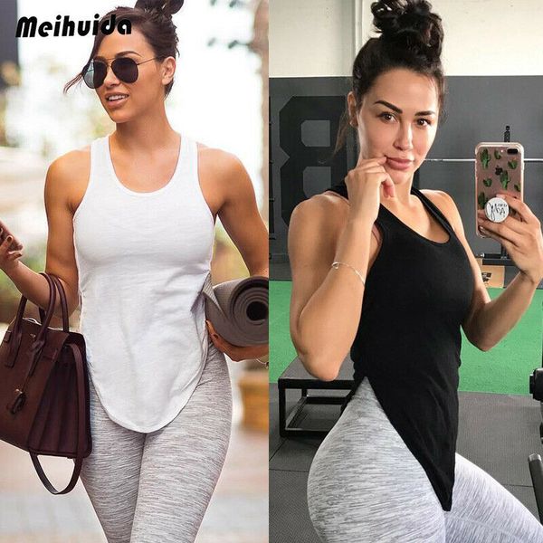 

new women ladies fashion casual summer tank sports sleeveless solid gym runnig sleeveless tank camisole, White