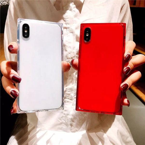 

square tpu transparent luxury cellphone case for iphone 11 pro max xs max xr xs x 6 7 8 plus soft back cover