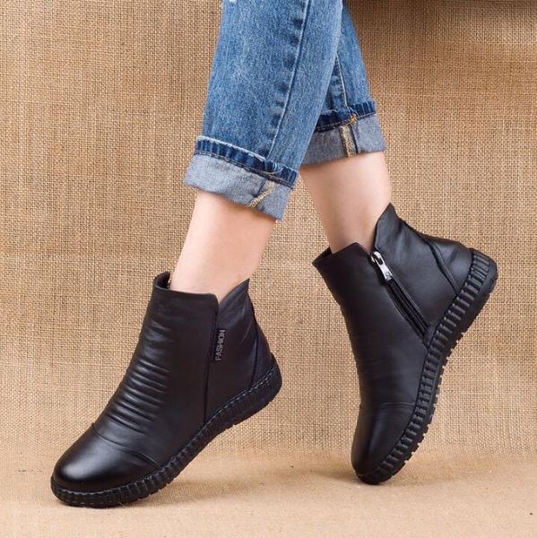 

akexiya hot shoe продажа рыцарь сапоги из натуральной кожи лодыжки обувь vintage повседневная обувь дизайн ручной работы женщин сапоги lady, Black