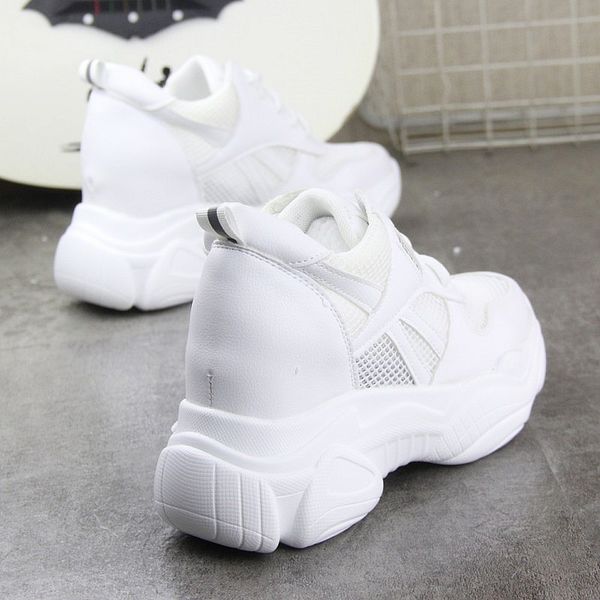 

increas height shoes woman 2020 women platform modis casual female sneakers shallow mouth all-match round toe new, Black