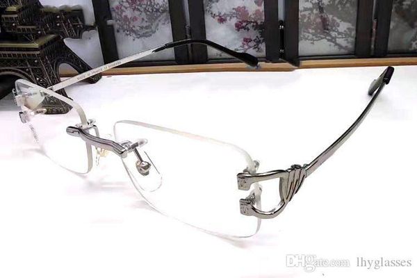 

rimless sunglasses men women designer retro buffalo horn glasses classic metal leg vintage sun glasses, White;black
