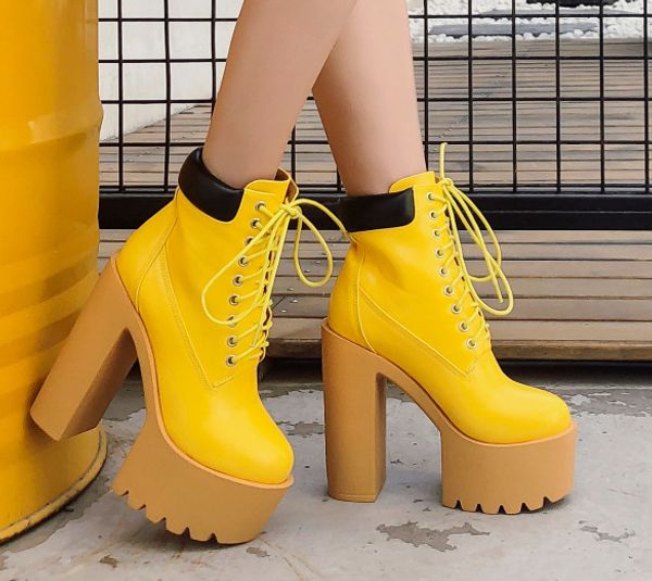 

white ankle boots round toe booties woman 2019 high heels lace up rivets boots-women brand women's shoes low stiletto fashion, Black