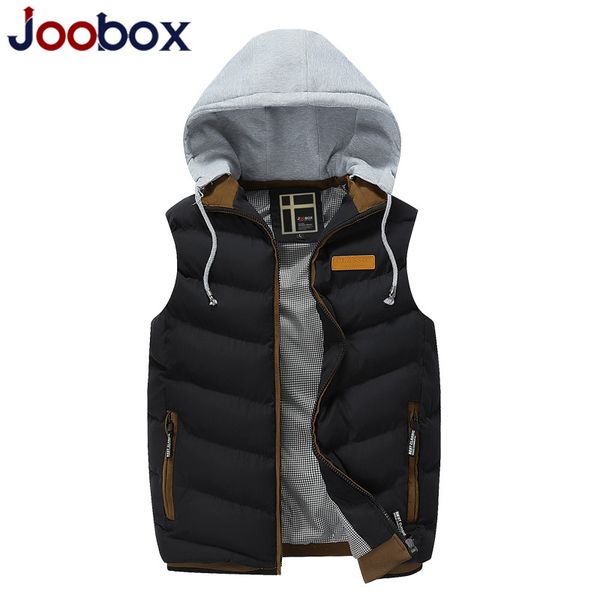 

brand vest men 2017 winter fashion sleeveless mans vest plus size -3xl detachable hooded male thicken waistcoat vests, Black;white