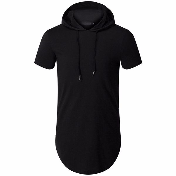 

new arrived men's hipster hip hop short sleeve hoodie side zipper t shirt men short sleeve hoodies hooded design long hoodies, White;black