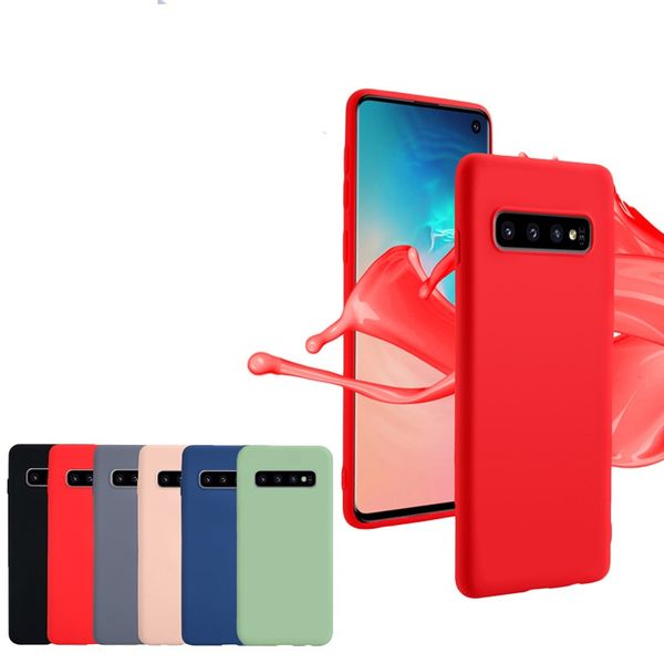 Nachgeahmte flüssige Silikon-TPU-Hüllen Slim 360 Full Cover für Samsung Galaxy S10E S10 PLUS A10 A20 A30 A40 A50 A70 M10 M20 M30 100 Stück