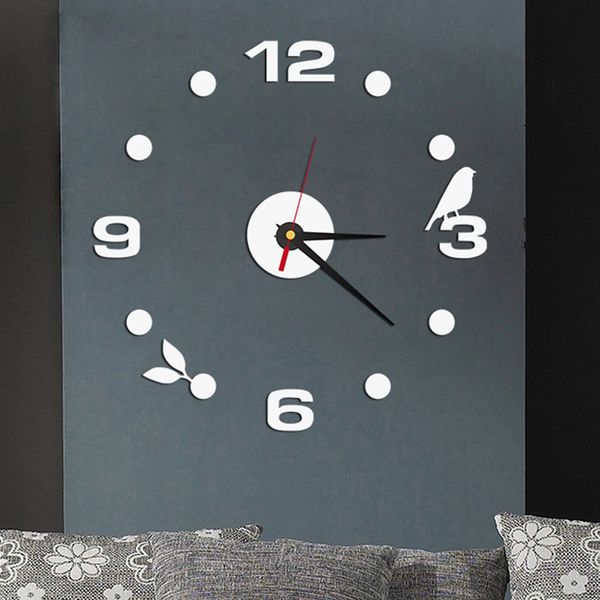 Acrylic Modern DIY Stick Wall Clock 3D Mirror Sticker Home Office Decor Gift RB