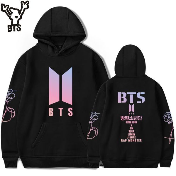 

bts love yourself women hoodies sweatshirts k-pop fans sweatshirt new album dna hoodie sweatshirt autumn and winter clothes 4xl, Black