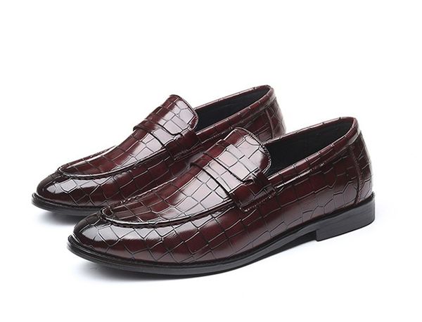 

men cow pu leather low heel dress shoe slip-on metal buckle flats casual embroidery print horsebit loafers 37-48, Black