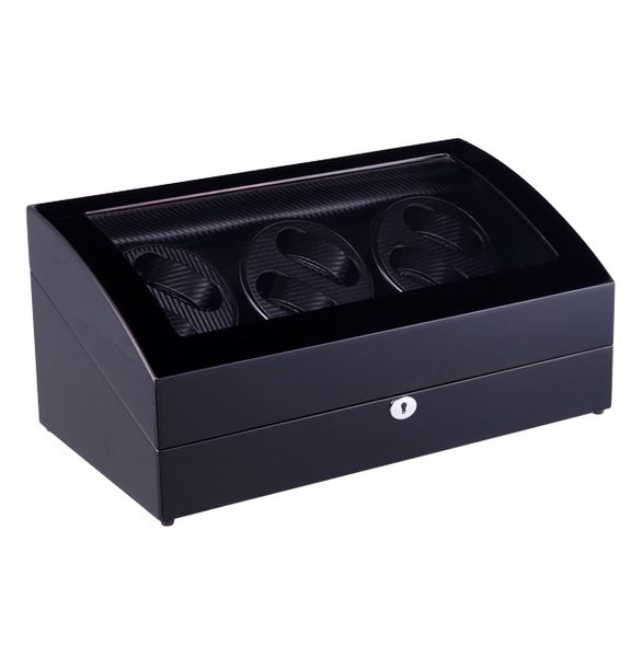 

new version 6+7 watches automatic watch winder box reel winder mabuchi motor with 5 modes control wooden bobbin box, Black