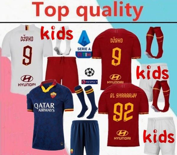 

2019 2020 as roma totti kids soccer jersey full kit19 20 pastore perotti dzeko de.rossi rome camisetas soccer jersey kit with socks, Black