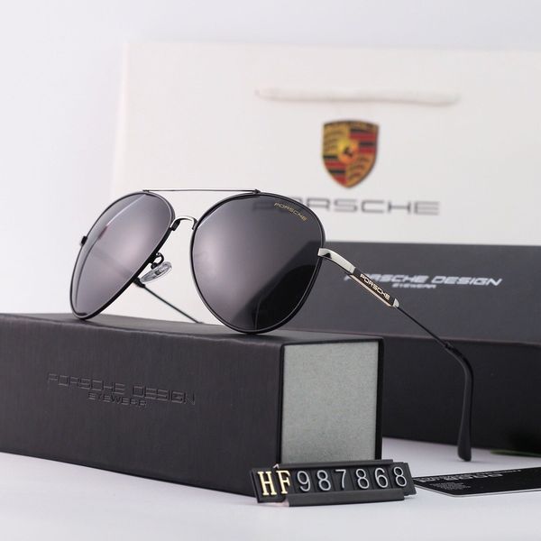 

the new type of sunglasses brand design metal mirror mirror sunglasses with men and women packing box and the b, Black