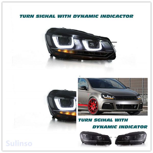 

sulinso led проектор фарах для golf mk6 2010-2014 head лампы ржс black