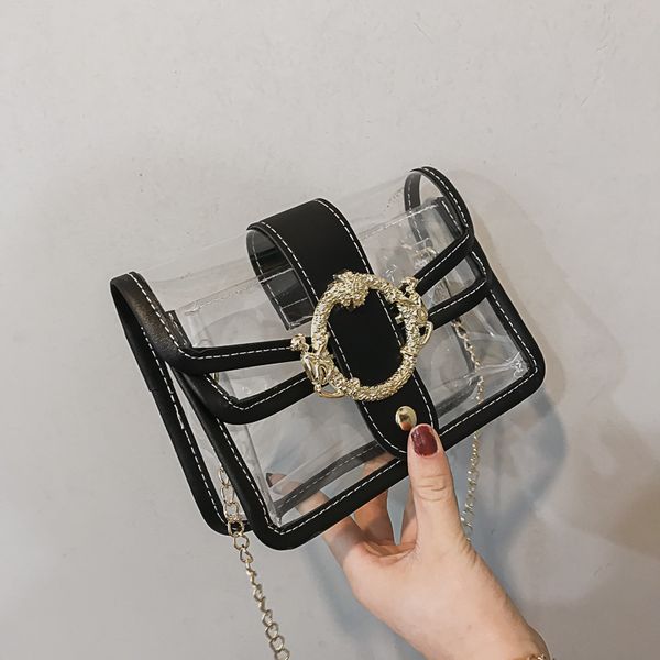 

2019 fashion transparent pvc women chain shoulder bag daily small messenger jelly lady cute crossbody bags